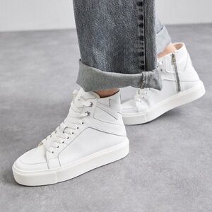 Zadig & Voltaire ZV1747 High Flash White Leather High Top Sneakers EU 37
